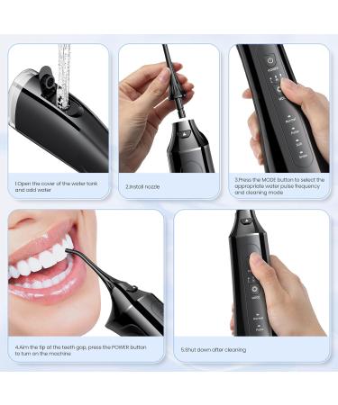 Apician Oral Shower - Wireless Electric Water Flosser with 3 Nozzles & 4 Modes | IPX7 Waterproof Tooth Cleaner | 310ml Water Tank - Black WT288 - Buy Online on GoSupps.com