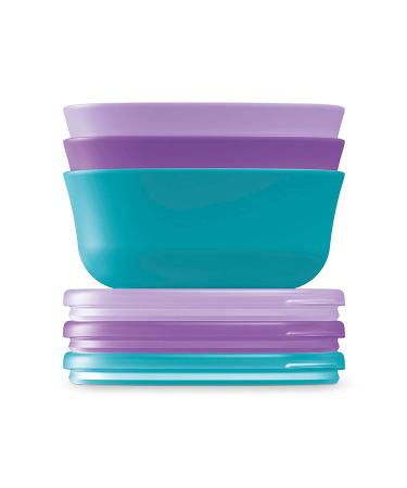 NUK Stacking Bowls Set for 4+ Months - Purple & Teal (3 Bowls + 3 Lids) - Buy Online on GoSupps.com