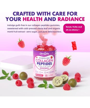 2 Pack Collagen Gummies for Women & Men Sugar-Free Hydrolyzed Collagen Peptides with Antioxidant Blend & Digestive Enzymes Multi Collagen(Type I II III V X) for Skin Hair Nails Raspberry 120 Count - Buy Online on GoSupps.com