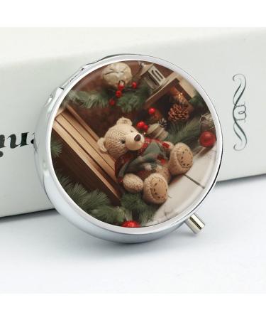 Portable 3 Compartment Pill Box - Travel-Friendly Xmas Tree Bear Doll Design | Small Pill Organizer for Handbag & Pocket - Buy Online on GoSupps.com