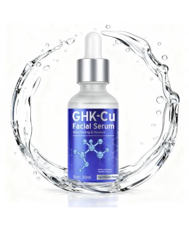 GHK-Cu Copper Peptide Serum - Anti-Aging Face Serum for Firming & Wrinkle Reduction with Hyaluronic Acid & Niacinamide Boosts Collagen Repairs and Hydrates Skin