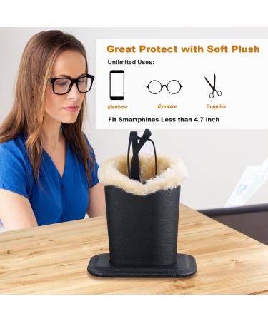 Bivisen Eyeglass Holder Case - Modern Velvet Plush PU Leather in Black & Navy Blue | Stylish & Durable Eyewear Storage for Travel - Buy Online on GoSupps.com