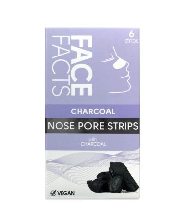 Face Facts Charcoal Nose Pore Strips | Charcoal + Glycerin | Draws out impurities & oils helping eliminate blackheads | 6 Strips
