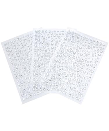 Road stones self -adhesive glittering stones face rhinestone sticker glittering stone make -up for face acrylic jewelry stones round stones for nail 3 sheets of mixed size (975 pieces)