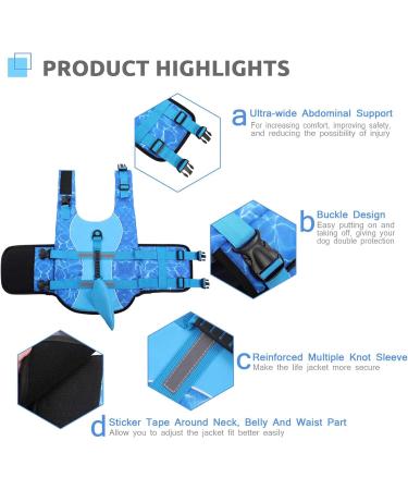 Shop Cit toile Dog Life Jacket - Safe & Lightweight Swimming Vest for All Dog Sizes | Reflective Handle & Shark Design - XL Blue - Buy Online on GoSupps.com