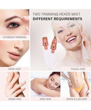 BF5 Eyebrow Razor & Facial Hair Remover for Women | 2-in-1 Painless Trimmer with LED Light | Rechargeable Nose Lip Face & Body Hair Remover - White - Buy Online on GoSupps.com