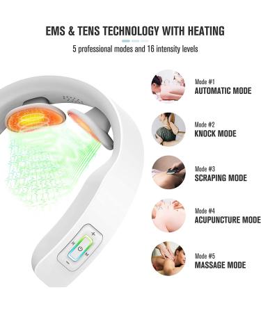 FIT KING Neck Massager with Heat & TENS Technology for Fatigue and Pain Relief - Cordless & Rechargeable Design | Remote Control & Voice Broadcast | 5 Modes 16 Intensities FT-056N - Buy Online on GoSupps.com