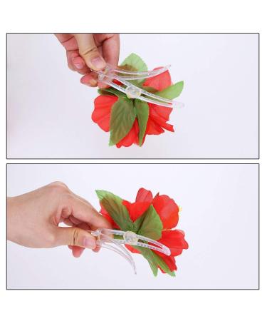 Quickdraw Hula Girl Hibiscus Flower Hair Clips | 6-Pack Hawaii Costume Accessory for Ladies - Buy Online on GoSupps.com