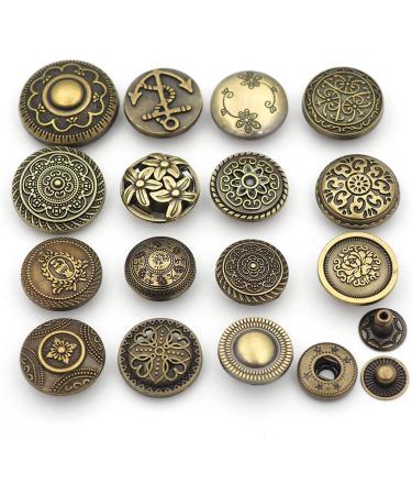 Wiosny 15 Sets Antique Fasteners Snaps Decorative Snaps Button Wallet Decorative Closure DIY Leather Craft(Bronze) - Buy Online on GoSupps.com