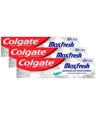 Colgate Max Fresh Toothpaste Advanced Whitening Toothpaste with Mini Breath Strips Clean Mint Toothpaste for Bad Breath Helps Fight Cavities Whitens Teeth and Freshens Breath 6.3 Oz Tube