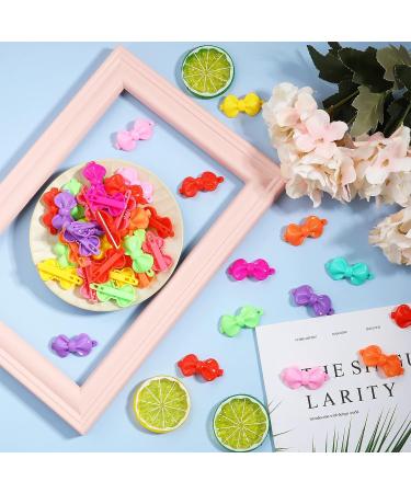 100 Piece Girls Hair Barrettes Set - Colorful Cute Hair Clips for Toddler Kids Baby - Self Hinge Plastic Clips - 80s 90s Style Cartoon Bow Hair Accessories - Buy Online on GoSupps.com