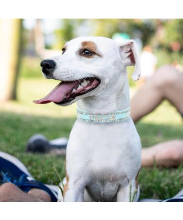 Senristar Personalized Bling Rhinestone Dog Collar - Custom Glitter Crystal Diamond Band for Small Medium & Large Dogs (1.5 cm Width 26-32 cm Neck Blue) - Buy Online on GoSupps.com