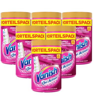 Vanish oxi action powder pink-6 x 1.65 kg-stain remover and laundry booster powder without chlorine-for colorful laundry 1.65 kg (6 Pack)