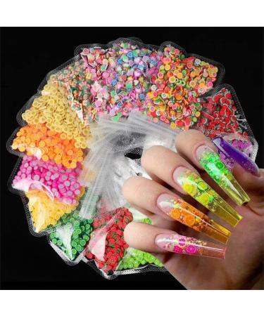 15 Bags Colorful 15 Patterns DIY Nail Art Tips 3D Fruit Tiny Slices Polymer Clay Mixed Styles Nail Art Stickers - Buy Online on GoSupps.com