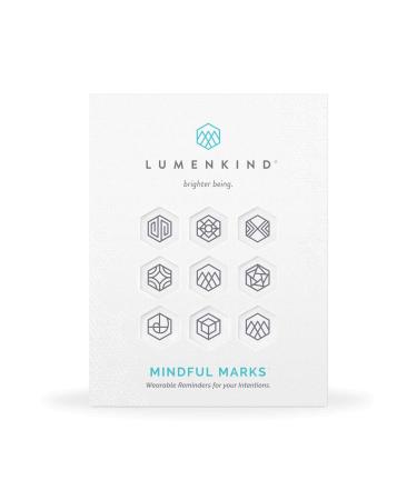 LumenKind, Mindful Marks (Charcoal) 31 Tiny Temp Tattoo Mindfulness Stickers - Wearable Reminders for your Intentions. Choose your Focus - Set your Intention - Renew your Commitment