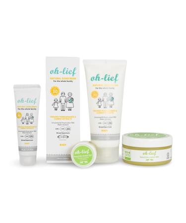 Oh-Lief Natural Outdoor Combination certified Natural & Organic Gentle DEET Free balms & Chemical Free Sun Cream- Suitable for Sensitive Skin and Safe for use While Pregnant or Breastfeeding