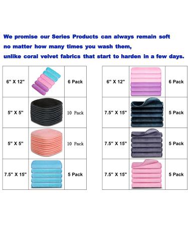 Reusable Makeup Remover Cloth (5 Pack) - Microfiber Face Towel for All Skin Types - Removes Makeup with Just Water - 7.5x15 Inch Black Towels - Buy Online on GoSupps.com