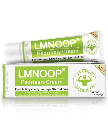 LMNOOP Psoriasis Cream Maximum Strength Treatment Moisturizing Cream for Psoriasis Dermatitis Rash Anti-Itch Redness Flaking Scaling Fast Acting Relief for Irritated Dry Skin 1.76 Ounce (50g)