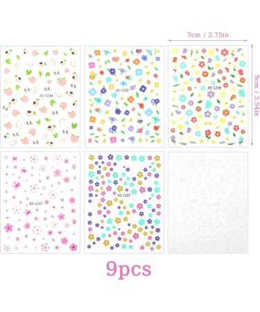 3D Nail Stickers Flower Nail Stickers Floral Self-Adhesive Small Cute White Flower Pink Peach Nail Design Stickers Colorful Manicure Decoration Nail Tips Decor Supplies for Women - Buy Online on GoSupps.com