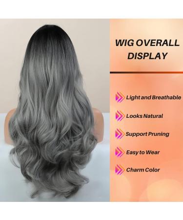 Buy Honybia Gray Ombre Wig - Long Synthetic Heat-Resistant Ponytail for Women | Perfect for Costumes & Parties - Buy Online on GoSupps.com