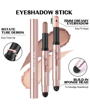 FOCALLURE 2PCS Eyeshadow Stick Set - Shimmer and Matte Cream Eyeshadow Pencil Crayon with Blending Brush - Buy Online on GoSupps.com