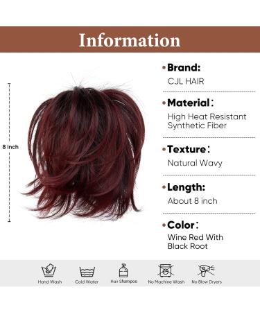 CJL Hair Claw Clip Short Ponytail Extension | Messy Bun Hairpiece Black to Wine 8 inch - Buy Online on GoSupps.com