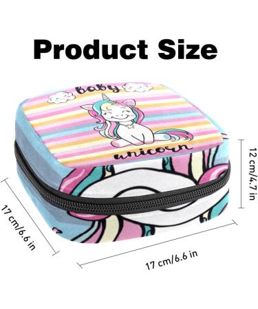 Cute Baby Unicorn Sanitary Napkin Storage Bag | Large Zippered Menstrual Cup & Period Pouch for Women & Girls - Multicolor 03 - Buy Online on GoSupps.com