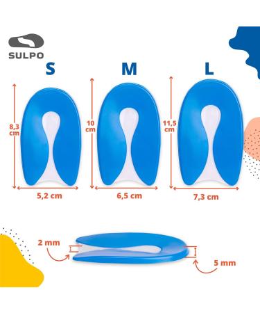 Sulpo Heel Spur Inserts - Achilles Tendon Insoles & Gel Cushions for Men Women & Children - Silicone Heel Wedge & Pillows for All Shoe Sizes 30-35 - Comfort & Support - Buy Online on GoSupps.com