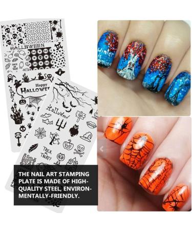 Lurrose 8-Piece Nail Art Stamping Plates - Ghost Skull & Pumpkin Designs for DIY Nail Decoration | International Shipping - Buy Online on GoSupps.com