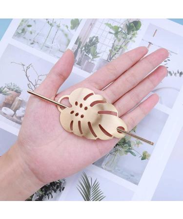 Yheakne Vintage Leaf Hair Clip - Gold Metal Bun Holder for Women and Girls - Buy Online on GoSupps.com