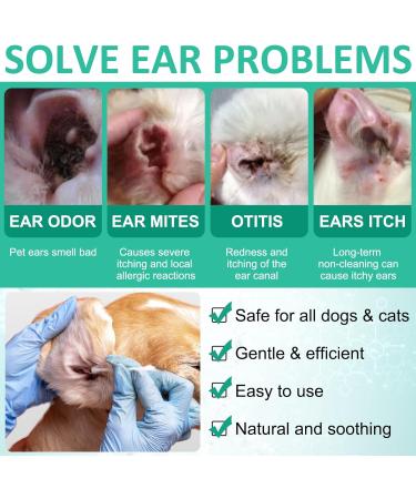 AIKUWWOIRQIA Dog Ear Cleaner 60ml - Antibacterial Drops for Infections, Yeast, and Irritation in Dogs and Cats - Buy Online on GoSupps.com