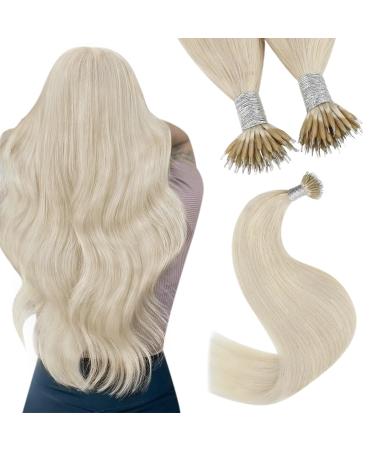 Youngsee nanoring Extensions real hair blonde 55cm nanoring extensions blond nano rings hair nanoring hair cladding real hair nano ring hair extensions nano beads platinum blonde 50g #60a 55 cm-nano #60a - Buy Online on GoSupps.com