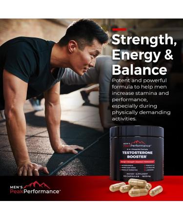 MEN'S PeakPerformance - Testosterone Booster Supplement for Men - Boost Stamina Muscle Growth Energy Strength Endurance & Drive - Ashwagandha Tribulus L-Arginine Tongkat Ali- 90 Capsules - Buy Online on GoSupps.com