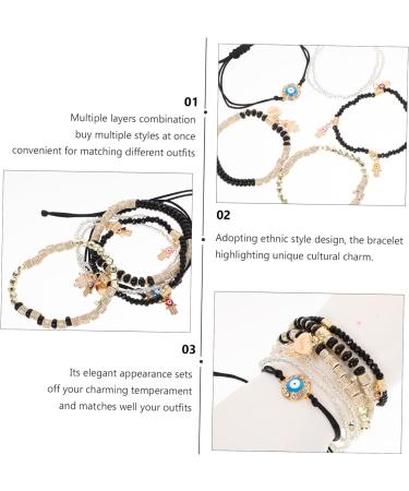 DIYEAH 6pcs Beaded Bracelet The Gift Trendy Gifts Lockets Boho Gifts Boho Decor Handmade Bracelet Vintage Bracelet Charm Bracelets Portable Combination Accessories Decorate Travel Pendant 6.50X6.50X0.50CM Black - Buy Online on GoSupps.com