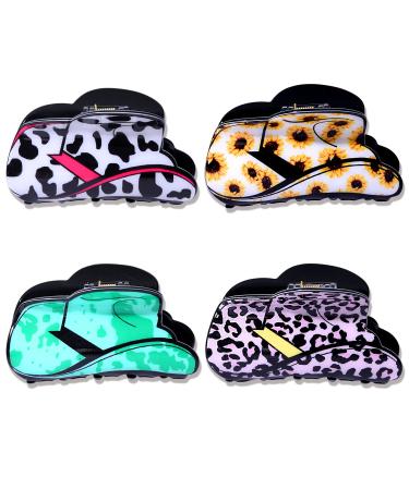 Western Hair Claw Clips - 4/6PCS Cowgirl Hat Boot Hair Clips for Women - Nonslip Leopard Sunflower Hair Clamps - Thick Thin Hair Accessories - Buy Online on GoSupps.com