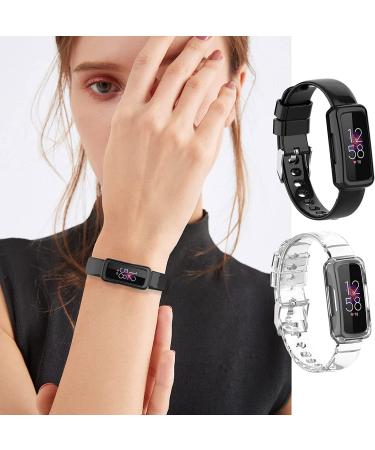 Kakurookie 2 Pack Compatible Bands with Case for Fitbit Luxe/Inspire Series - Rugged & Shockproof Design - Black+Clear - Men/Women - Buy Online on GoSupps.com