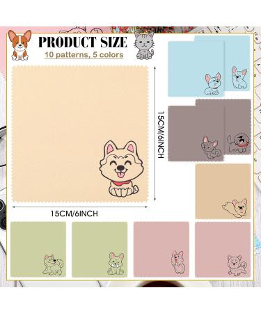 20 Pcs Microfiber Cleaning Cloths - Cute Dog Design Soft Multicolor Eyeglasses & Lens Cleaner 6x6 Inches - Ideal for Screens & Glasses - Buy Online on GoSupps.com