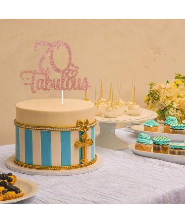 Tenhaisi Glittery Rose Gold 70 Fabulous Cake Topper Happy 70th Fabulous Anniversary and Birthday Party Supplies Cake Topper For 70 Fabulous Birthday - Buy Online on GoSupps.com