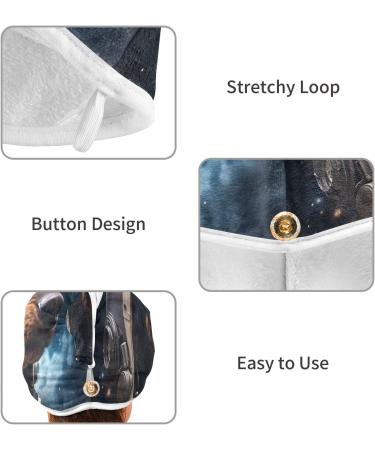 Dog Astronaut Hair Towel 2 Pack - Super Absorbent Quick Dry Hair Turbans for Women & Girls | Head Towel with Button Twisty Wrap - Buy Online on GoSupps.com