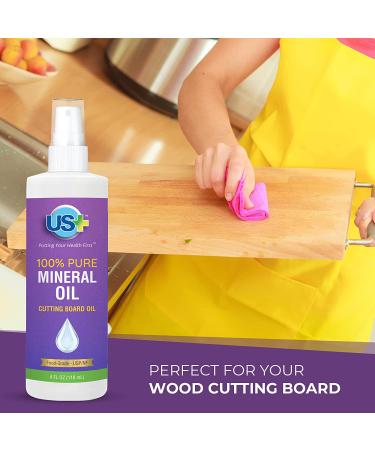 4oz US+ 100% Pure Mineral Oil Spray - Food-Grade for Cutting Boards, Butcher Blocks, Countertops & More - Buy Online on GoSupps.com
