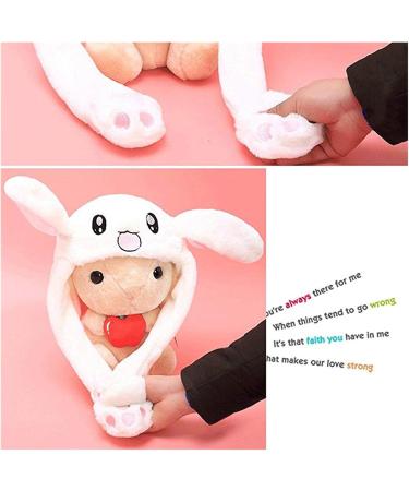 Cute Plush Rabbit Jumping Hats for Girls & Women - Fuzzy Winter Caps - Stitch Blue - Kids 30x50cm - Buy Online on GoSupps.com