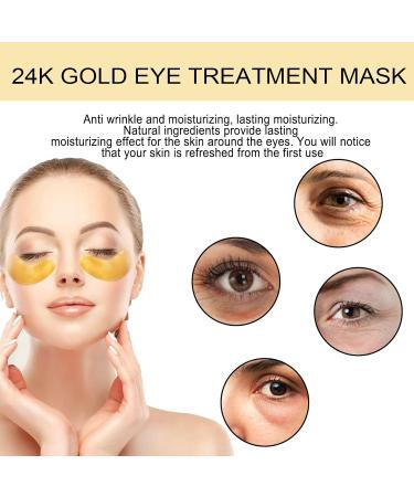 24k Gold Under Eye Patches - 60 Pcs Anti-Aging Eye Gels with Collagen & Hyaluronic Acid for Dark Circles Puffiness & Wrinkles - International Shipping Available - Buy Online on GoSupps.com