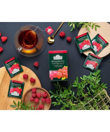 Ahmad Tea - Raspberry Indulgence - Th noir la framboise - Avec morceaux de fruits - Sachets de th emball s individuellement et scell s - 20 sachets de th avec ruban (Lot de 2) - Buy Online on GoSupps.com