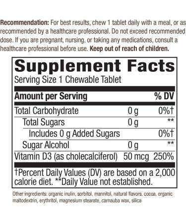 Nature's Way Vitamin D3 Extra Strength Sugar-Free Chocolate Chewables - 90 Count - Buy Online on GoSupps.com