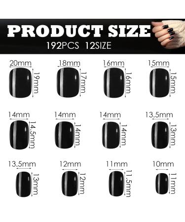 96 Pieces Matte Black Fake Press on Nails | Full Cover Acrylic Square Nails with Glue for Women & Girls | DIY Home Salon Favors - 1 Count - Buy Online on GoSupps.com