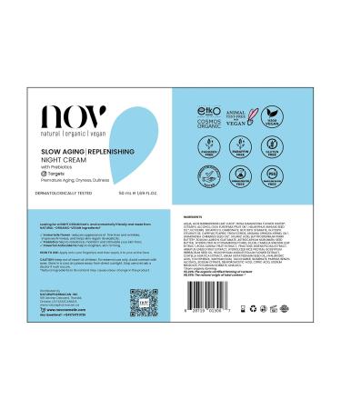 NOV Slow Aging Replenishing Night Cream - Face Moisturizer with Rose Hip Oil - Moisturizer Face Cream to Reduce Fine Lines and Aging Spots - 1.69 oz - Buy Online on GoSupps.com