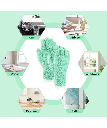 Molain Microfiber Dusting Gloves - Reusable and Washable Cleaning Mittens for Plants, House, Car, Blinds, Lamps - Green (1 Pair) - Buy Online on GoSupps.com