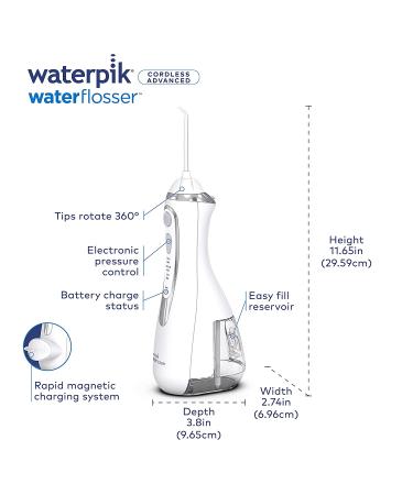 Waterpik Cordless Advanced Water Flosser - ADA Accepted, Rechargeable & Portable - White WP-560 - Buy Online on GoSupps.com