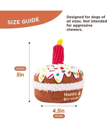 Verla Dog Birthday Cake Plush Squeaky Toy - Perfect Gift for Celebrating Your Pet's Bday - Ultra-Soft and Pet-Safe Fabric - Ideal for Puppy, Cat, and Dog Christmas presents - Brown - Buy Online on GoSupps.com