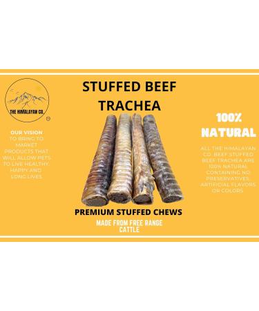 Beef Stuffed Beef Trachea for Dogs- Stuffed Beef Trachea Dog Chew Treat - *(12 INCH 4 Pack 800 Grams Approx.)* - Beef Treats - 100% Natural Free Range Beef - Dental CHEW - Buy Online on GoSupps.com